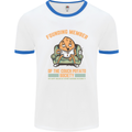 Funny Lazy Couch Potato Watchng TV & Movies Mens White Ringer T-Shirt White/Royal Blue