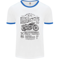 American Custom Motorbike Biker Motorcycle Mens White Ringer T-Shirt White/Royal Blue