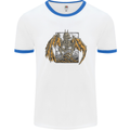 Devil Dragon Skeleton Fantasy Skull Demon Mens White Ringer T-Shirt White/Royal Blue