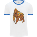 A Steampunk Gorilla Ape Mens White Ringer T-Shirt White/Royal Blue