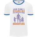 Dad With Three Daughters Funny Fathers Day Mens Ringer T-Shirt White/Royal Blue