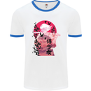 Anime Samurai Woman With Sword Mens White Ringer T-Shirt White/Royal Blue