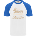 60th Birthday Queen Sixty Years Old 60 Mens S/S Baseball T-Shirt White/Royal Blue