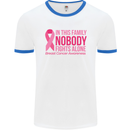 Breast Cancer Awareness Nobody Fights Alone Mens White Ringer T-Shirt White/Royal Blue