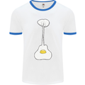 Funny Egg Guitar Acoustic Electric Bass Mens White Ringer T-Shirt White/Royal Blue