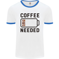 Coffee Needed Funny Addict Mens White Ringer T-Shirt White/Royal Blue