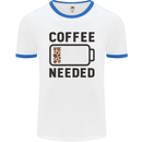 Coffee Needed Funny Addict Mens White Ringer T-Shirt White/Royal Blue