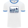 Snowboarding Evolution Funny Snowboarder Mens White Ringer T-Shirt White/Royal Blue