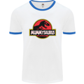 Mummysaurus Funny Mother's Day Mummy Mens White Ringer T-Shirt White/Royal Blue