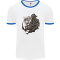 Another Day Another Dollar Grim Reaper Mens White Ringer T-Shirt White/Royal Blue