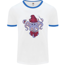 An Octopus Wizard Magic Magician Mens White Ringer T-Shirt White/Royal Blue