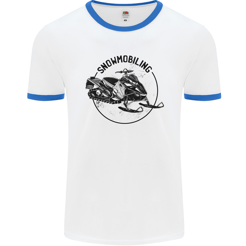 A Snowmobile Winter Sports Mens White Ringer T-Shirt White/Royal Blue