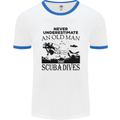 An Old Man That Scuba Dives Diver Dive Mens White Ringer T-Shirt White/Royal Blue