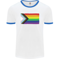 LGBTQ Flag Gay Pride Awareness Day LGBTQ Mens White Ringer T-Shirt White/Royal Blue