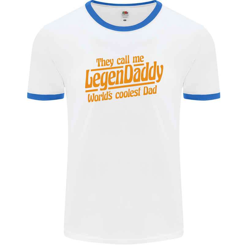 Legendaddy Funny Father's Day Daddy Mens Ringer T-Shirt White/Royal Blue