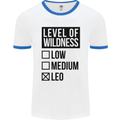 Levels of Wildness Leo Mens White Ringer T-Shirt White/Royal Blue