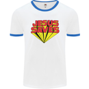 Jesus Saves Funny Christian Mens White Ringer T-Shirt White/Royal Blue
