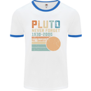 Pluto Never Forget Space Planet Astronomy Mens White Ringer T-Shirt White/Royal Blue