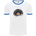 Vinyl Sunset Record LP Turntable Music Mens White Ringer T-Shirt White/Royal Blue