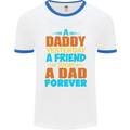 Daddy A Dad Forever Funny Fathers Day Mens Ringer T-Shirt White/Royal Blue