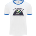 Camping & Bird Watching Funny Mens Ringer T-Shirt White/Royal Blue