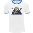Camping & Bird Watching Funny Mens Ringer T-Shirt White/Royal Blue