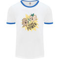 Vegan Power Funny Mens White Ringer T-Shirt White/Royal Blue