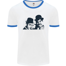 Laurel & Hardy AKA Dick and Doof Mens White Ringer T-Shirt White/Royal Blue