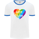 LGBT Love Is Love Gay Pride Day Awareness Mens White Ringer T-Shirt White/Royal Blue
