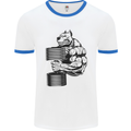 Bulldog Gym Training Top Weightlifting Mens White Ringer T-Shirt White/Royal Blue