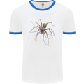 Gruesome Spider Halloween 3D Effect Mens White Ringer T-Shirt White/Royal Blue