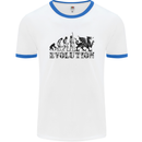 Evolution of Welsh Rugby Player Union Funny Mens White Ringer T-Shirt White/Royal Blue