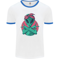 Funny Alien Gangster UFO 2Pac Rap Music Mens White Ringer T-Shirt White/Royal Blue