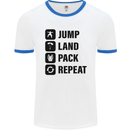 Skydiving Jump Land Pack Funny Skydiver Mens White Ringer T-Shirt White/Royal Blue
