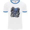 Cyberpunk Cthulhu Kraken Octopus Mens White Ringer T-Shirt White/Royal Blue