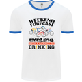 Weekend Forecast Cycling Cyclist Bicycle Mens White Ringer T-Shirt White/Royal Blue