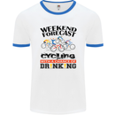Weekend Forecast Cycling Cyclist Bicycle Mens White Ringer T-Shirt White/Royal Blue