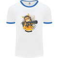 Anime Gun Girl Mens Ringer T-Shirt White/Royal Blue