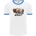 Banksy Style Fake Chinese Dragon Mens White Ringer T-Shirt White/Royal Blue