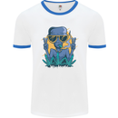 An Alien Smoking Weed Funny Drug Culture Mens White Ringer T-Shirt White/Royal Blue