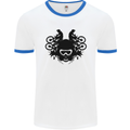 Motocross Face Mens White Ringer T-Shirt White/Royal Blue