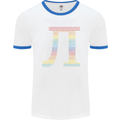 Rainbow Pie Day Maths Mathematics LGBT Mens White Ringer T-Shirt White/Royal Blue