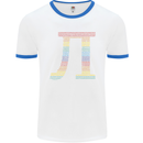 Rainbow Pie Day Maths Mathematics LGBT Mens White Ringer T-Shirt White/Royal Blue