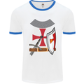 Knights Templar Fancy Dress St Georges Day Mens White Ringer T-Shirt White/Royal Blue