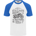 American Custom Motorbike Biker Motorcycle Mens S/S Baseball T-Shirt White/Royal Blue