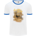 Kitesurfing Spray and Pray Mens Ringer T-Shirt White/Royal Blue