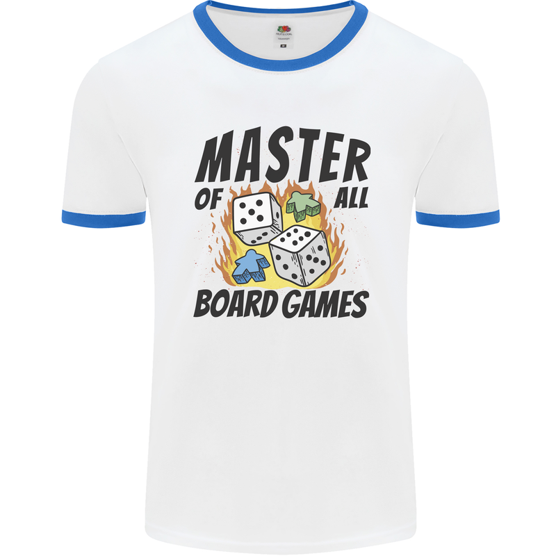 Master of All Board Games Mens Ringer T-Shirt White/Royal Blue