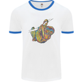 A Colourful Sloth on a Branch Mens White Ringer T-Shirt White/Royal Blue