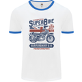 Motorcycle Superbike Birmingham U.K. Biker Mens White Ringer T-Shirt White/Royal Blue