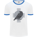 Odin Celtic Raven Viking Tattoo Cross Runic Mens White Ringer T-Shirt White/Royal Blue